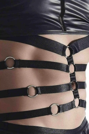 męski t-shirt z wetlooka z dekoracyjnymi wstawkami z taśmy i gumy XXL