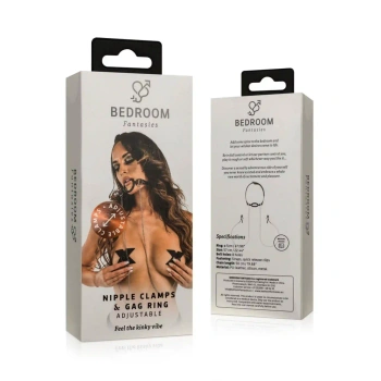 Bedroom Fantasies - Nipple Clamps & Silicone Gag Ring Black