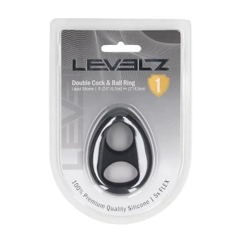Double Liquid Silicone Cock and Ball Ring - Black